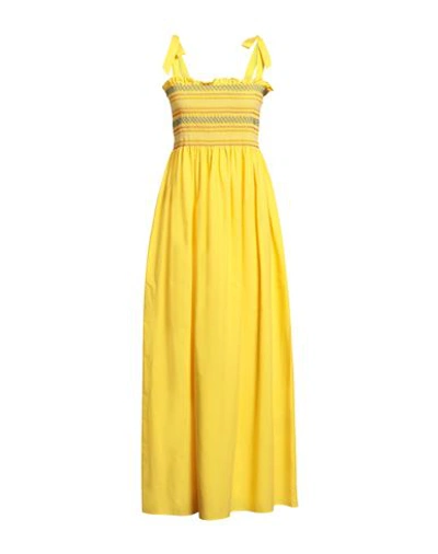 Shop Caliban Woman Maxi Dress Yellow Size 4 Cotton, Elastane