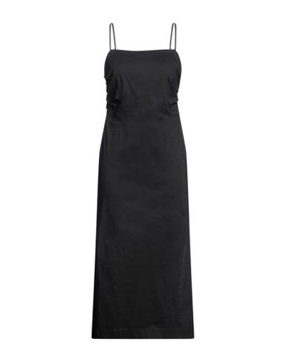 Seventy Sergio Tegon Seventy Venezia Woman Maxi Dress Black Size 8 Linen, Viscose, Elastane In Black