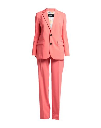 Shop Dsquared2 Woman Suit Coral Size 8 Polyester, Virgin Wool, Elastane In Red