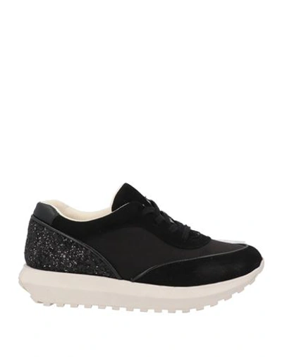 Daniele Ancarani Woman Sneakers Black Size 8 Leather, Textile Fibers In Black