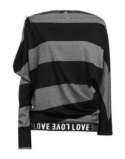 Shop Gil Santucci Woman T-shirt Black Size 6 Polyester, Viscose, Metal, Elastane