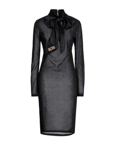 Shop Gcds Woman Midi Dress Black Size L Polyamide, Metallic Fiber