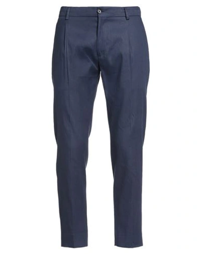 Shop Be Able Man Pants Navy Blue Size 33 Linen, Cotton, Elastane
