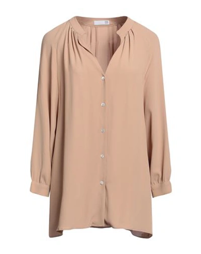 Shop Douuod Woman Shirt Camel Size 10 Acrylic, Silk In Beige