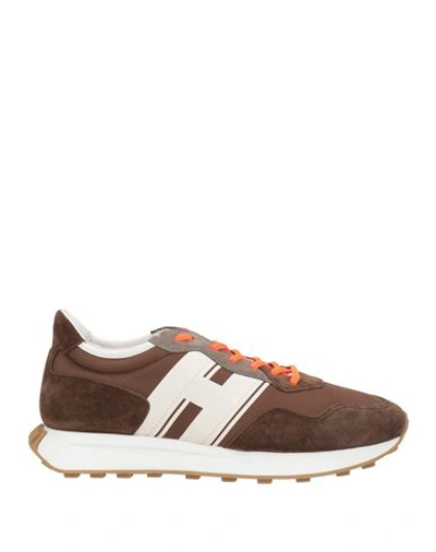 Hogan Suede-panels Sneakers In Brown