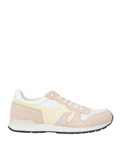 Mizuno Man Sneakers Beige Size 7 Soft Leather, Textile Fibers In Beige