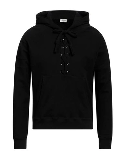 Shop Saint Laurent Man Sweatshirt Black Size Xl Cotton, Elastane
