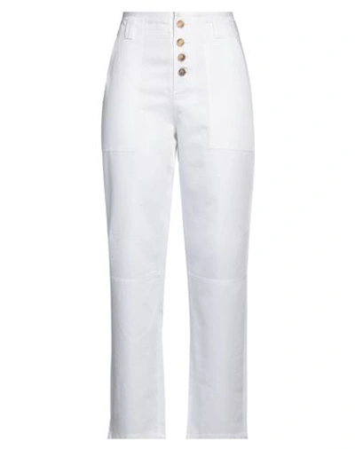 Shop Semicouture Woman Pants White Size 8 Cotton, Linen