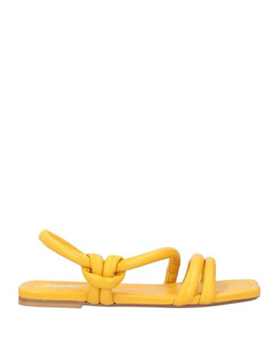 Shop Baldinini Woman Sandals Yellow Size 7 Leather In Mandarin