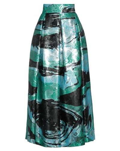 Shop Mischalis Atelier Woman Maxi Skirt Green Size 8 Pes - Polyethersulfone, Metallic Fiber