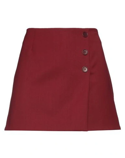 Shop P.a.r.o.s.h P. A.r. O.s. H. Woman Mini Skirt Burgundy Size S Virgin Wool, Elastane In Red