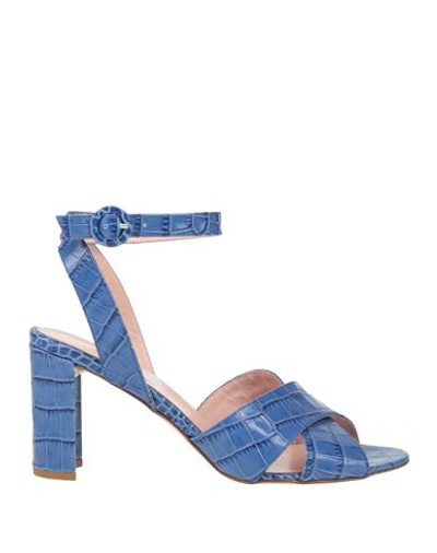 Shop Anna F . Woman Sandals Blue Size 10 Leather