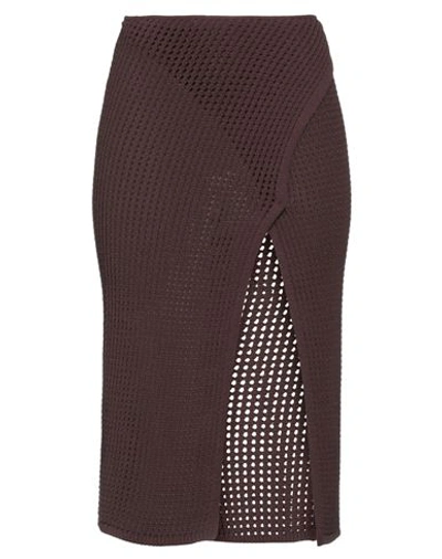 Shop Andreädamo Andreādamo Woman Midi Skirt Dark Brown Size L Viscose, Polyester, Polyamide, Elastane