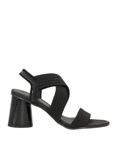 Daniele Ancarani Woman Sandals Black Size 7 Textile Fibers, Soft Leather In Black
