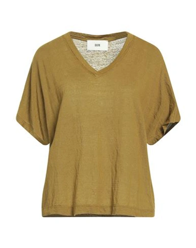 Shop Solotre Woman T-shirt Military Green Size 3 Linen