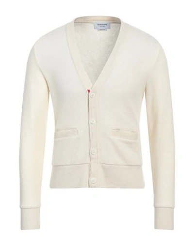 Shop Thom Browne Man Cardigan Cream Size 5 Cashmere In White