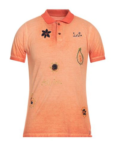 Shop Lost In Albion Man Polo Shirt Orange Size M Cotton