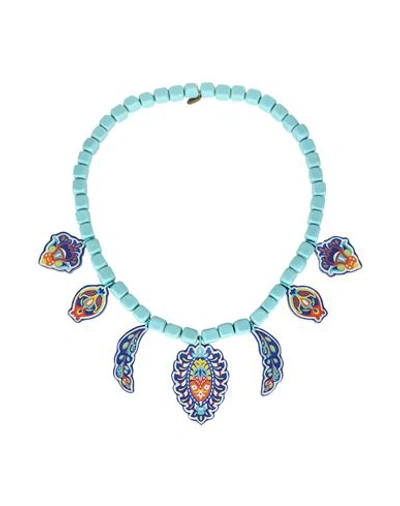 Shop Maliparmi Malìparmi Woman Necklace Turquoise Size - Plastic In Blue