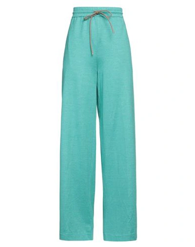 Shop Max Mara Woman Pants Turquoise Size 6 Cotton, Linen In Blue