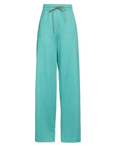 Max Mara Woman Pants Turquoise Size 10 Cotton, Linen In Blue
