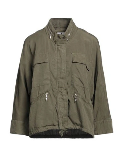 Shop European Culture Woman Jacket Military Green Size L Lyocell, Linen, Cotton