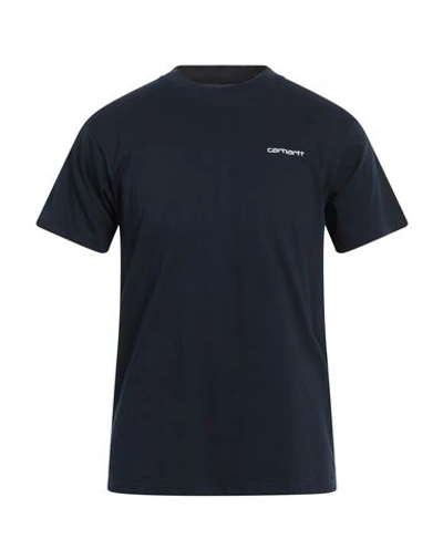 Shop Carhartt Man T-shirt Midnight Blue Size Xxl Cotton
