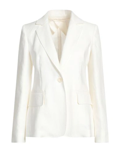 Shop Max Mara Woman Blazer Ivory Size 8 Linen In White