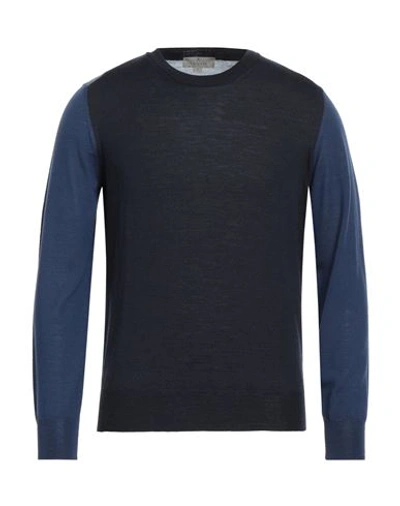 Canali Man Sweater Midnight Blue Size 48 Wool In Blue
