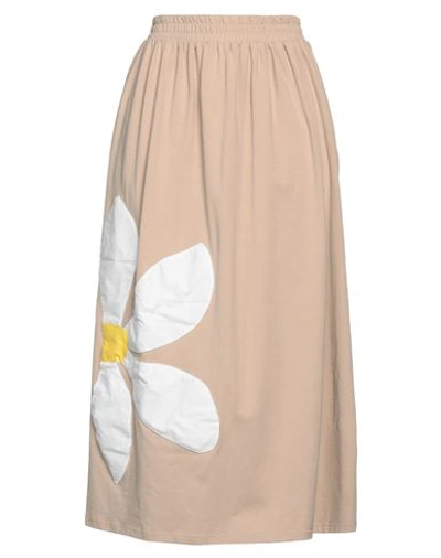 Shop Rose A Pois Rosé A Pois Woman Midi Skirt Light Brown Size 8 Cotton, Elastane In Beige