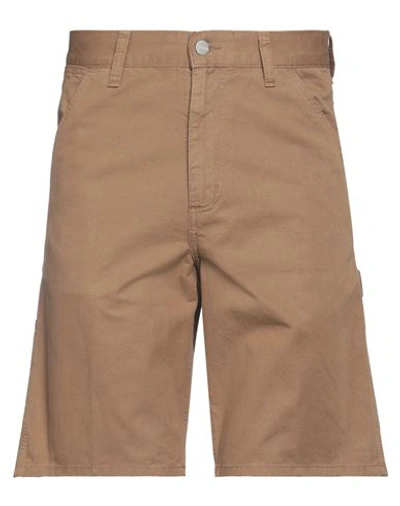 Shop Carhartt Wip Man Shorts & Bermuda Shorts Camel Size 29 Cotton In Beige