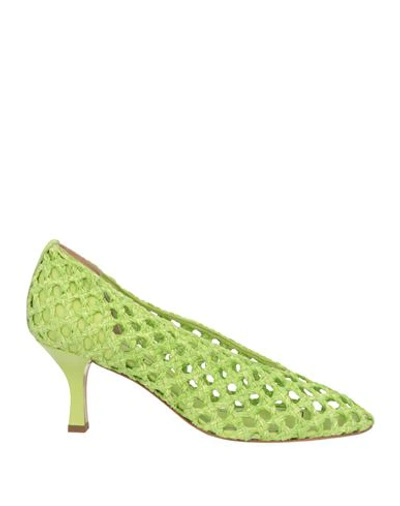 Casadei Woman Pumps Acid Green Size 11 Leather In Green