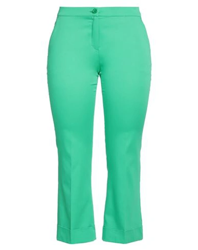 Shop Diana Gallesi Woman Cropped Pants Emerald Green Size 14 Cotton, Polyester, Elastane
