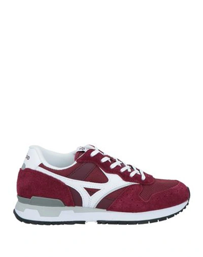 Shop Mizuno Woman Sneakers Burgundy Size 8 Textile Fibers, Leather In Red