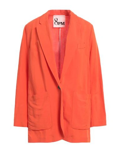 8pm Woman Blazer Orange Size S Viscose, Linen In Orange
