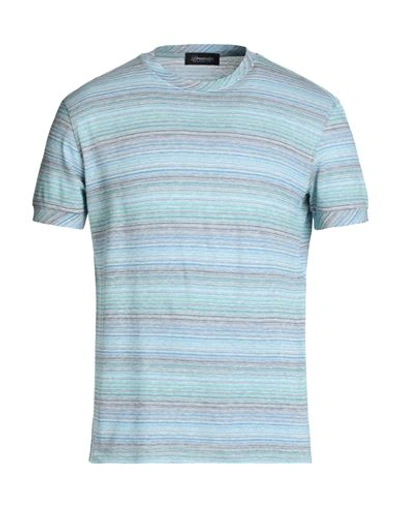 Shop Drumohr Man T-shirt Light Blue Size 40 Cotton, Linen