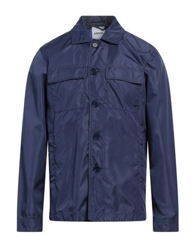 Shop Aspesi Man Overcoat & Trench Coat Navy Blue Size Xxl Polyamide