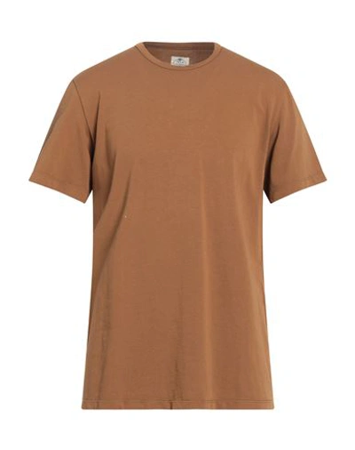 Shop Tela Genova Man T-shirt Tan Size Xl Cotton In Brown