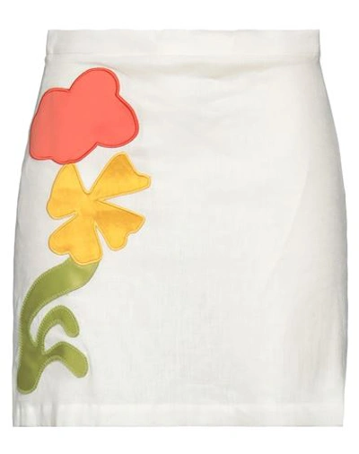 Shop Marni Woman Mini Skirt Ivory Size 4 Linen, Viscose, Cotton In White