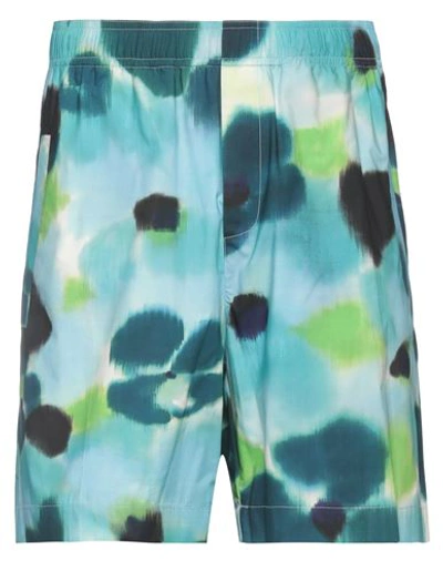 Shop Amaranto Man Shorts & Bermuda Shorts Turquoise Size 34 Cotton In Blue