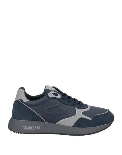 Shop Alberto Guardiani Man Sneakers Navy Blue Size 9 Leather