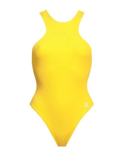 Shop Off-white Woman One-piece Swimsuit Yellow Size 2 Polyamide, Elastane