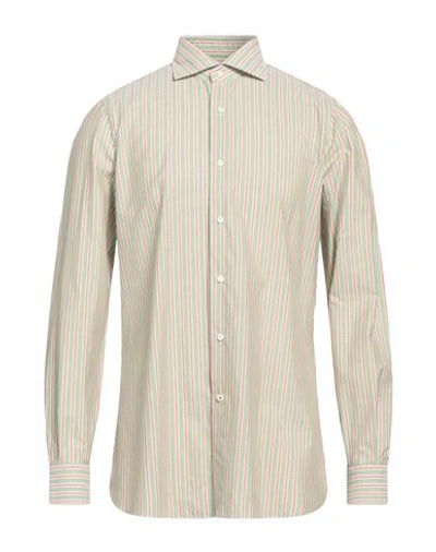 Shop Isaia Man Shirt Sage Green Size 16 Cotton