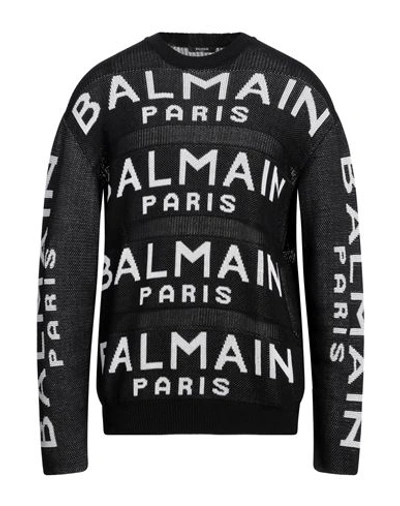 Shop Balmain Man Sweater Black Size L Cotton, Polyamide, Elastane