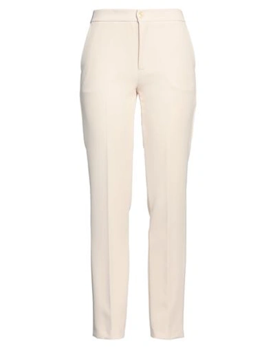 Shop Twinset Woman Pants Ivory Size 10 Polyester, Elastane In White