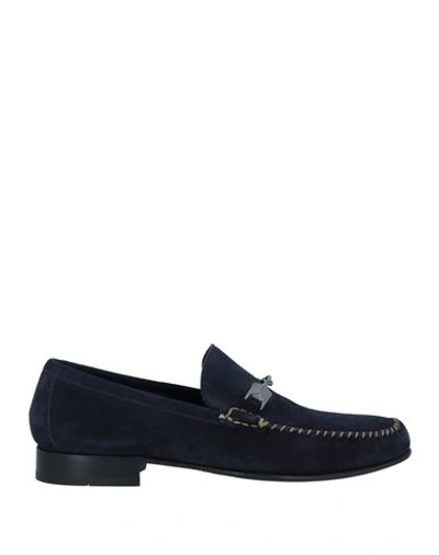 Shop Baldinini Man Loafers Navy Blue Size 8.5 Leather