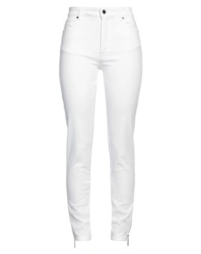 Shop Costume National Woman Jeans White Size 26 Cotton, Elastane