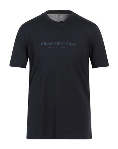 Shop Brunello Cucinelli Man T-shirt Midnight Blue Size S Cotton