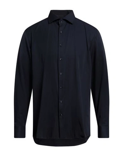 Shop Egon Von Furstenberg Man Shirt Midnight Blue Size 17 Cotton