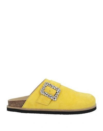 Shop Pollini Woman Mules & Clogs Yellow Size 8 Leather