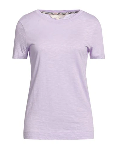 Shop Barbour Woman T-shirt Lilac Size 12 Cotton, Modal In Purple